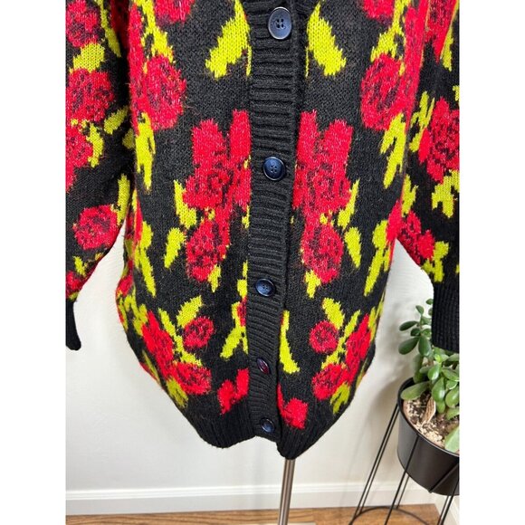 Urban Outfitters Womens Poinsettia Floral Intarsia Cardigan - Picture 7 of 13